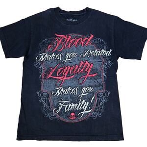 Outlaw Threadz "Blood Makes You Related-Loyalty . . . . " Unisex Tee Sz M-NWOT